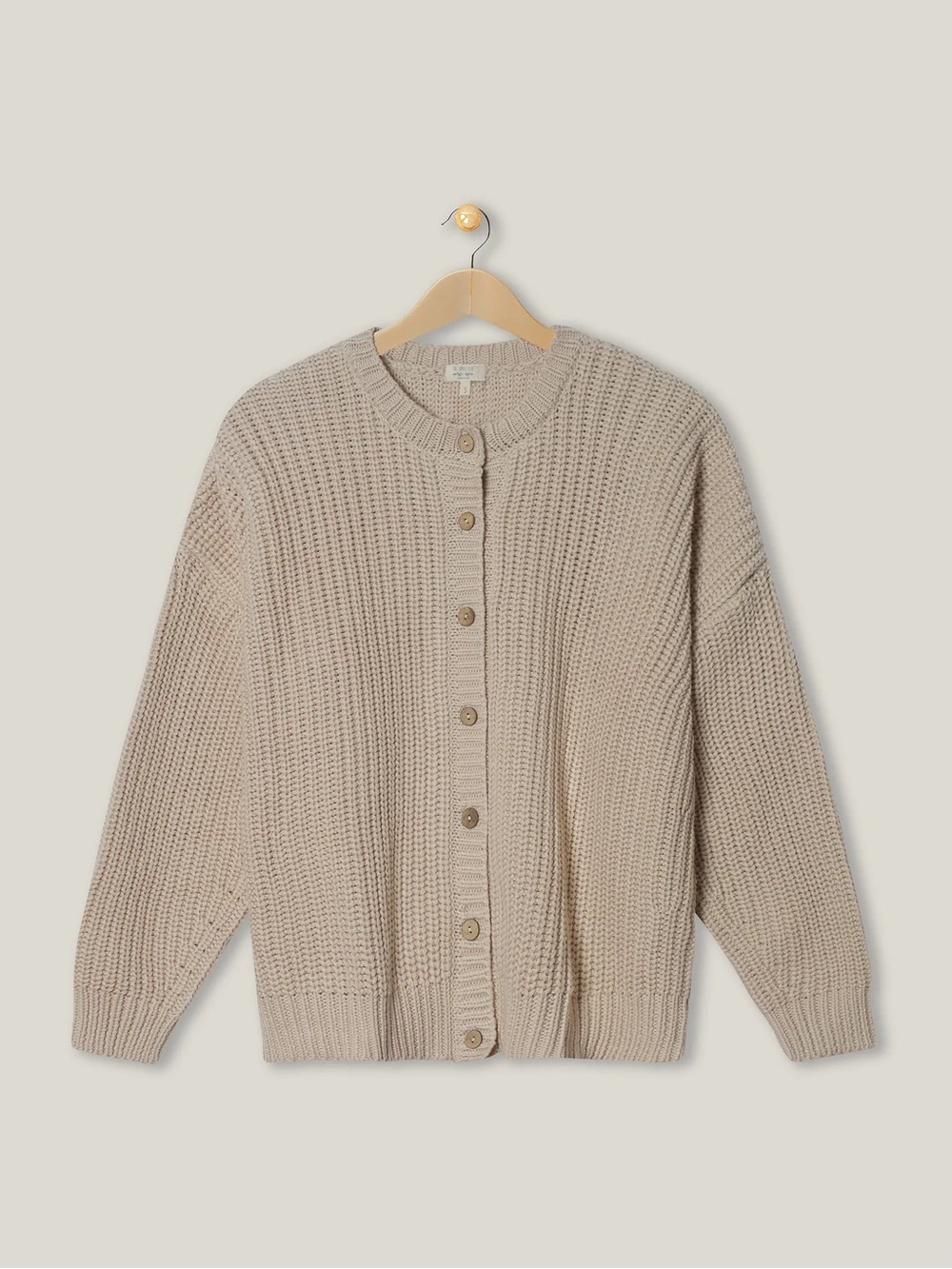 Relaxed Olive Green Button-Front Knit Cardigan - Picture 4 of 4